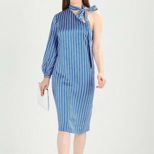 NWT Banana Republic Dress one shoulder blue stripe